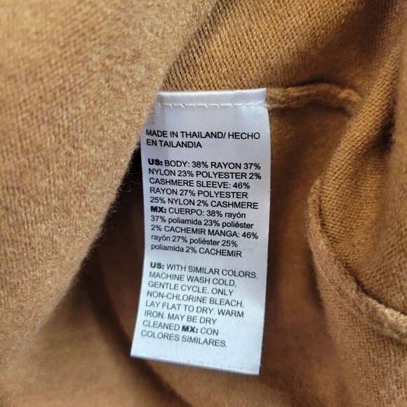 Chico's Women's Cashmere Blend Puffed Tiered Sleeve Detail Camel Sweater Size XL - Picture 8 of 13